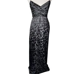 Alice & Trixie Silk Strapless Full Length Cocktail Dress Small Geometric Print